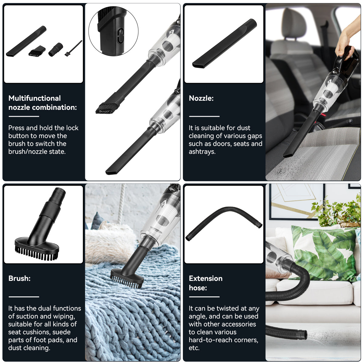 8000Pa 120W Wireless Handheld Vacuum Cleaner LED Dual-Charge Mode Wet Dry Cleaner for Home Office Cars