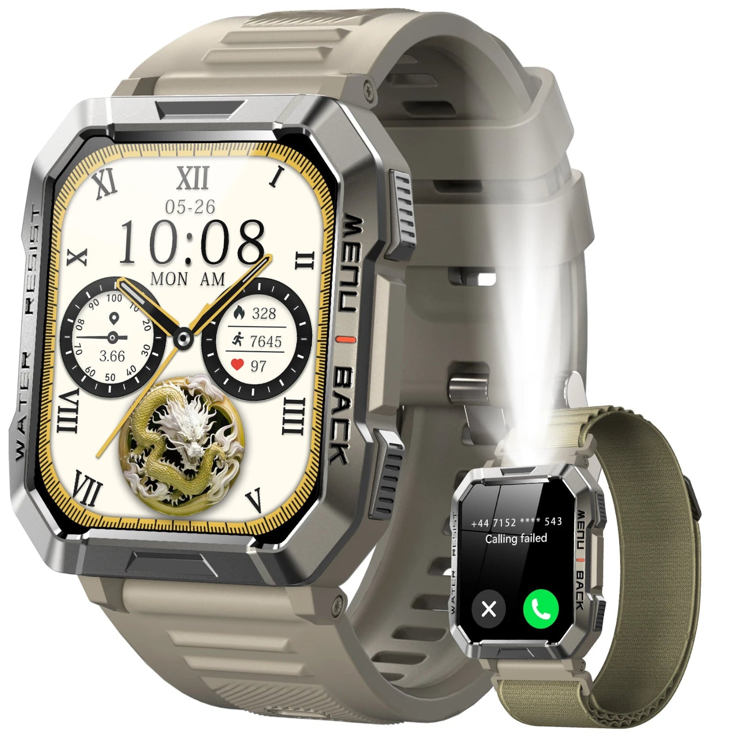 New Smart Watch 2.01'' HD Display Outdoor Men'S Watches with Emergency Lighting Bluetooth Call Waterproof Smartwatch